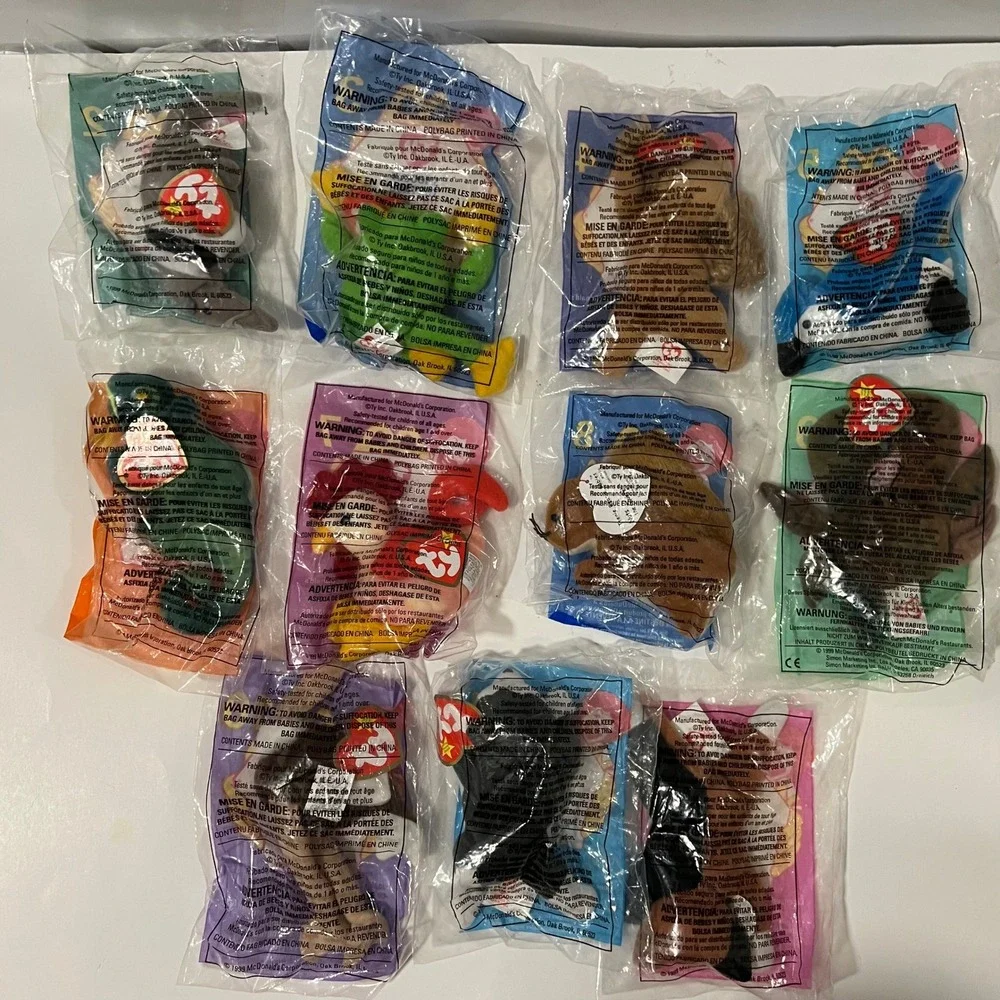 Vintage 1999 McDonalds Ty Teenie Beanie Babies Lot of 11 Sealed Happy Meal Toys